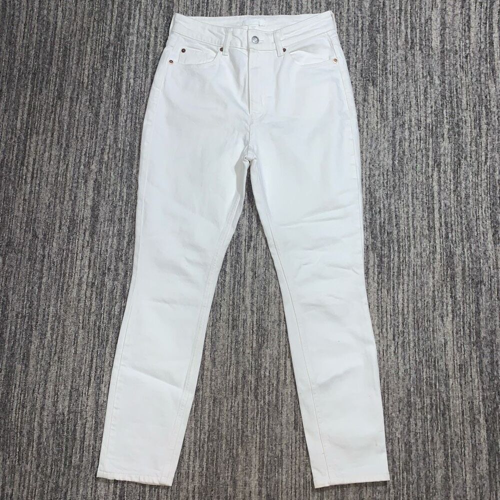 H&M Women's US 6 White Slim Fit Classic Jeans Stretch 27" Inseam